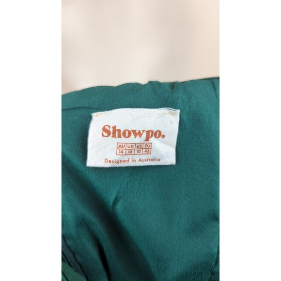 Showpo Australia Mini Dress Dark Green Plaid Bows Shoulder Tie US10 AUS UK 14 - Picture 5 of 6
